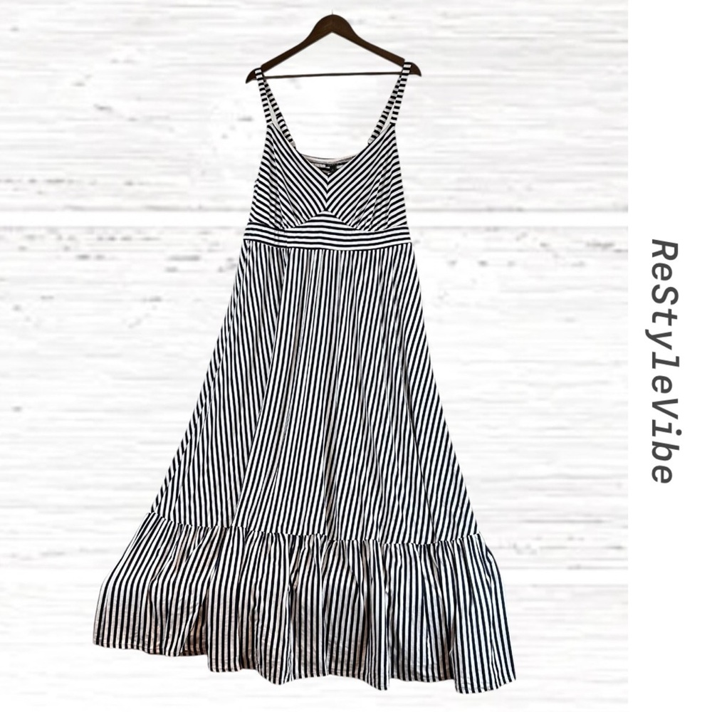 Torrid Black and White Striped Maxi Dress
